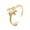 Ocean Theme Brass Micro Pave Cubic Zirconia Cuff Rings for Women RJEW-F184-17B-G-2