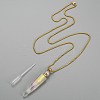 Electroplate Natural Quartz Crystal Perfume Bottle Pendant Necklaces NJEW-I239-01-4