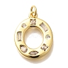 Brass Micro Pave Clear Cubic Zirconia Pendants KK-G521-01G-O-1