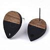 Resin & Walnut Wood Stud Earring Findings X-MAK-N032-002A-B01-3