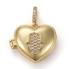 Brass Micro Pave Clear Cubic Zirconia Diffuser Locket Pendants ZIRC-E165-17G-1