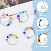 10Pcs 2 Style Rainbow Color Glass Beaded Rotating Open Cuff Rings Set RJEW-DC0001-15-4