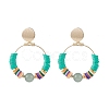 Natural Green Aventurine & Polymer Clay Beaded Big Ring Dangle Stud Earrings EJEW-TA00075-05-1