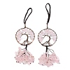 Wire Wrapped Chips Natural Rose Quartz Big Pendant Decorations HJEW-H057-02A-1