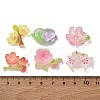 Floral Printed Transparent Resin & Glitter Powder Cabochons RE-CBA332C-03-3