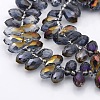 Half Plated Faceted Teardrop Electroplate Glass Pendants Beads Strands GLAA-A023A-HP01-1