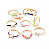 Adjustable Brass Micro Pave Clear Cubic Zirconia Finger Rings RJEW-S045-078-NR-1