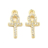 Cross Shape Rack Plating Brass Micro Pave Cubic Zirconia Pendants Charms KK-S396-07D-1