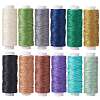 12Rolls 12 Colors Waxed Polyester Cord YC-SZ0001-03B-1