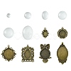 DIY Blank Owl/Round Glass & Tibetan Style Alloy Pendant Making Kits DIY-FS0006-11-1