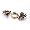 Tibetan Style Alloy Dragon Head with Ring Push Gate Spring Gate Rings PALLOY-E393-01-3