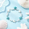 Synthetic Turquoise Starfish Link Bracelets for Women BJEW-JB12469-02-1