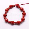 Natural Red Jasper 3-Hole Guru Bead Strands G-K149-05-1