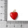 Brass Red Enamel Charms KK-Z102-23G-05-3
