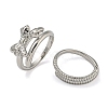 Bowknot Brass Micro Pave Clear Cubic Zirconia Double Rings RJEW-Z050-26P-1