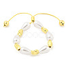 Teardrop ABS Imitation Pearl Slider Bracelets BJEW-P322-12G-1