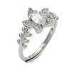Brass Micro Pave Cubic Zirconia Finger Rings RJEW-C163-05P-4