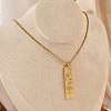 304 Stainless Steel Clear Cubic Zirconia Rectangle Constellation Pendant Necklaces for Women Men NJEW-S435-01G-G-2