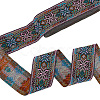 7M Ethnic Style Polyester Flower Jacquard Ribbons OCOR-WH0091-72A-01-1