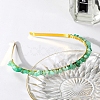 Wire Wrapped Natural Green Aventurine Chip Hair Bands PW-WG27230-17-1