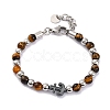 Natural Tiger Eye & Synthetic Magnetic Hematite Anchor Beaded Bracelet BJEW-P339-01P-04-1
