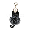 Cute Cat PU Leather & Imitate Rex Rabbit Fur Ball Keychain KEYC-C005-01F-2