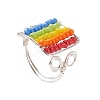 Glass Bead Braided Rectangle Open Cuff Ring RJEW-JR00489-1