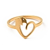 Ion Plating(IP) 201 Stainless Steel Heart with Dolphin Finger Ring for Valentine's Day RJEW-G266-25G-1