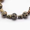 Natural Dalmatian Jasper 3-Hole Guru Bead Strands G-K149-30-2