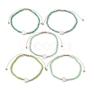 5Pcs 5 Colors Natural Shell Heart & Seed Braided Bead Bracelets Set BJEW-JB10039-03-1