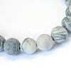 Frosted Natural Black Silk Stone/Netstone Round Bead Strands G-E334-8mm-25-2