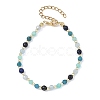 Natural Amazonite & Dyed Lapis Lazuli & Dyed White Jade & Apatite Faceted Round Beaded Bracelets BJEW-JB14142-3