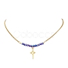 Electroplate Glass Faceted Rondelle Beaded Alloy Pendant 304 Stainless Steel Curb Chain Necklaces for Women NJEW-JN05764-01-2