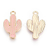 Light Gold Plated Alloy Pendants X-ENAM-T009-12B-1