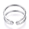 Non-Tarnish 304 Stainless Steel Double Line Open Cuff Ring RJEW-N040-20-3