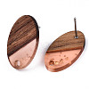 Transparent Resin & Walnut Wood Stud Earring Findings MAK-N032-005A-F04-3