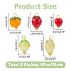 30Pcs 5 Styless Handmade Lampwork Pendants PALLOY-HS00034-2
