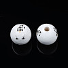 Painted Natural Wood Round Beads WOOD-N006-180B-3