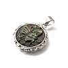 Brass with Natural Shell Carved Pendants KK-Z091-07P-01-2