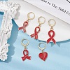 AIDS Awareness Ribbon Alloy Enamel Pendant Locking Stitch Markers HJEW-JM01418-2