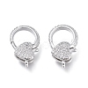 Brass Micro Pave Clear Cubic Zirconia Lobster Claw Clasps ZIRC-Q024-15P-1