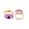 Evil Eye Glass Ajuastable Rings RJEW-S048-002G-NF-3