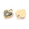 304 Stainless Steel Pave Natural Black Lip Shell Crown Heart Pendants STAS-N110-22B-G-2