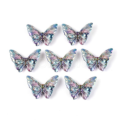 UV Plating Printed Opaque Acrylic Beads PACR-N017-06A-1
