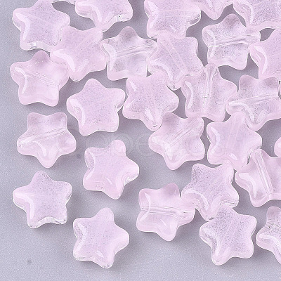 Transparent Spray Painted Glass Beads X1-GLAA-N035-01-A02-1
