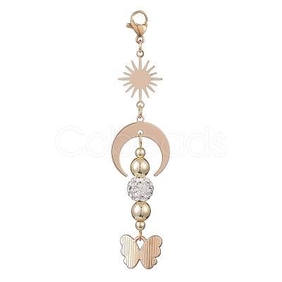 Alloy Enamel Butterfly Pendant Decorations HJEW-JM01026-1