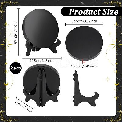 Flat Round Natural Obsidian Display Decorations with Base DIY-WH0899-877-1
