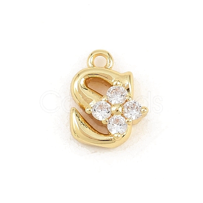 Brass Micro Pave Clear Cubic Zirconia Charms KK-Z151-18G-S-1