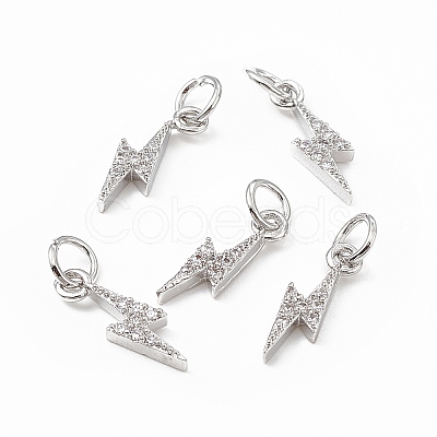 Brass Micro Pave Cubic Zirconia Charms KK-E068-VB223-1