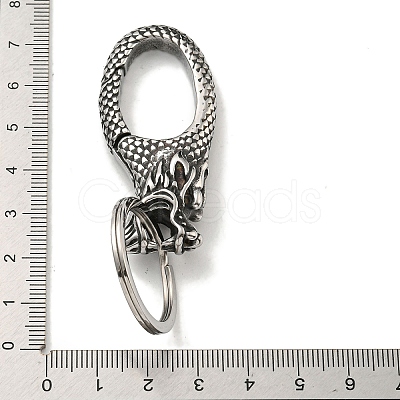 Tibetan Style 316 Surgical Stainless Steel Fittings with 304 Stainless Steel Key Ring FIND-Q101-23AS-1